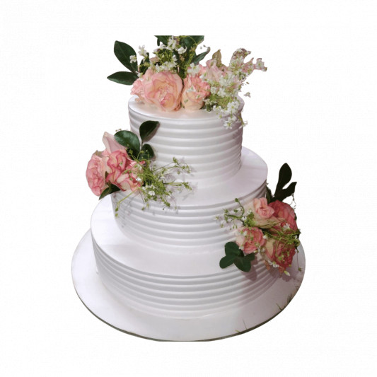 White Color Cake with Real Flower online delivery in Noida, Delhi, NCR, Gurgaon