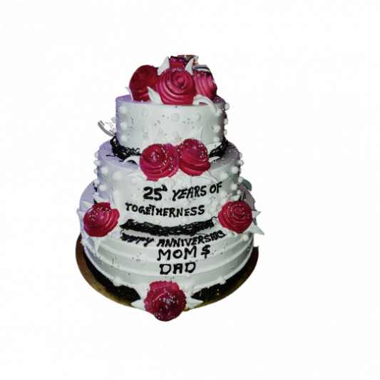 Shining Silver Anniversary Cake - Wishingcart.in