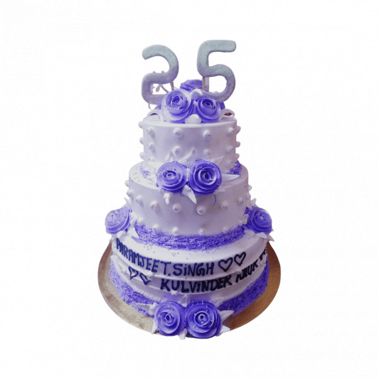 Silver Jubilee Cake in whipped cream - Decorated Cake by - CakesDecor