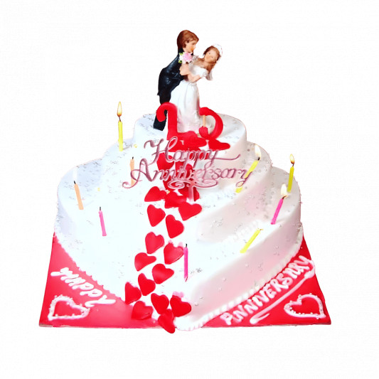 Classic Anniversary 3 Tier Heart Shape Cake online delivery in Noida, Delhi, NCR, Gurgaon