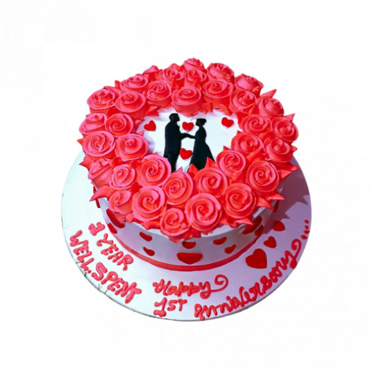 1st Anniversary Cakes With Red Hearts - Magnum Cakes - Best Customize  Designer Cakes in Lahore