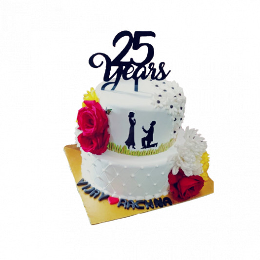 Simple 25th Anniversary Cake - Buy/Send 25th anniversary cakes Online