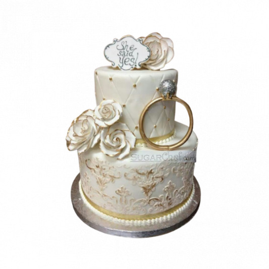 Heart engagement cake - Decorated Cake by Suzanne - CakesDecor