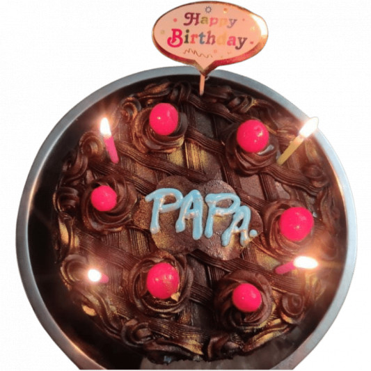 Happy Birthday Cake And Wishes For Dear Papa From Daughter Son