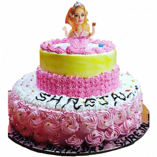 Barbie Doll Cake + Balloons | Baby Girl Birthday Cake