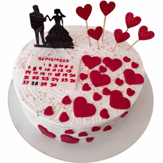 Anniversary Theme Cake ( Heart Shaped ) – Tasty Time