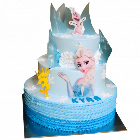 Frozen Theme with Whipped Cream - Decorated Cake by Karen - CakesDecor