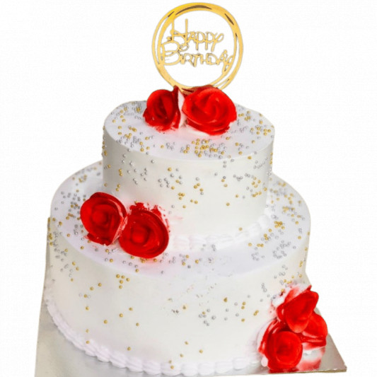 White and Grey Double Decker Anniversary Cake