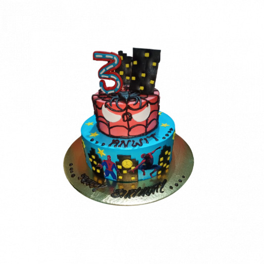 Spiderman 2 Tiered Birthday Cake CB-NC523 – Cake Boutique