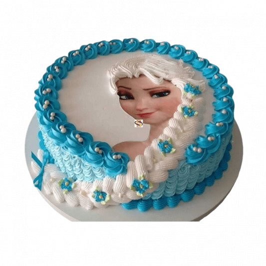 Disney Anna & Elsa Frozen Round Photo Cake Delivery in Delhi NCR -  ₹1,198.00 Cake Express