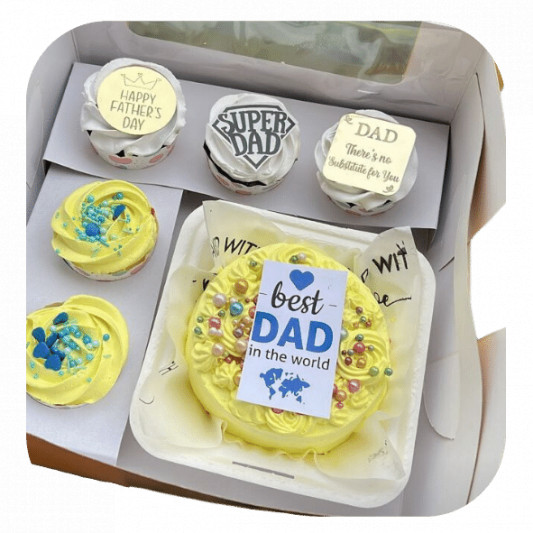 Bento Cake for Dad with Cupcake online delivery in Noida, Delhi, NCR, Gurgaon