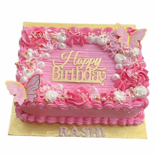 Rose Birthday Square Cake - Mr T's Bakery