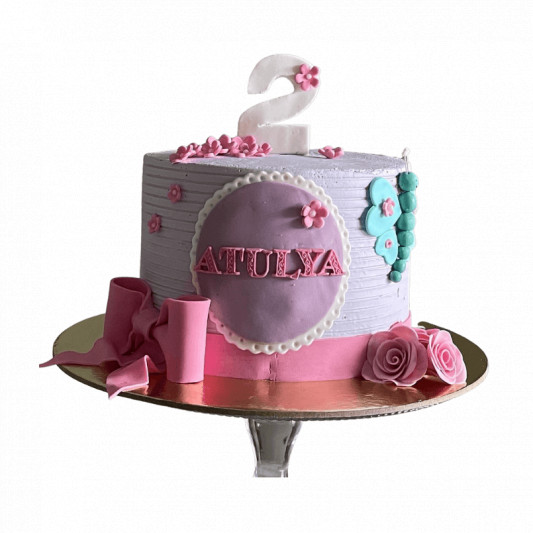 Hippo in plane theme cake for girls 2nd birthday - - CakesDecor